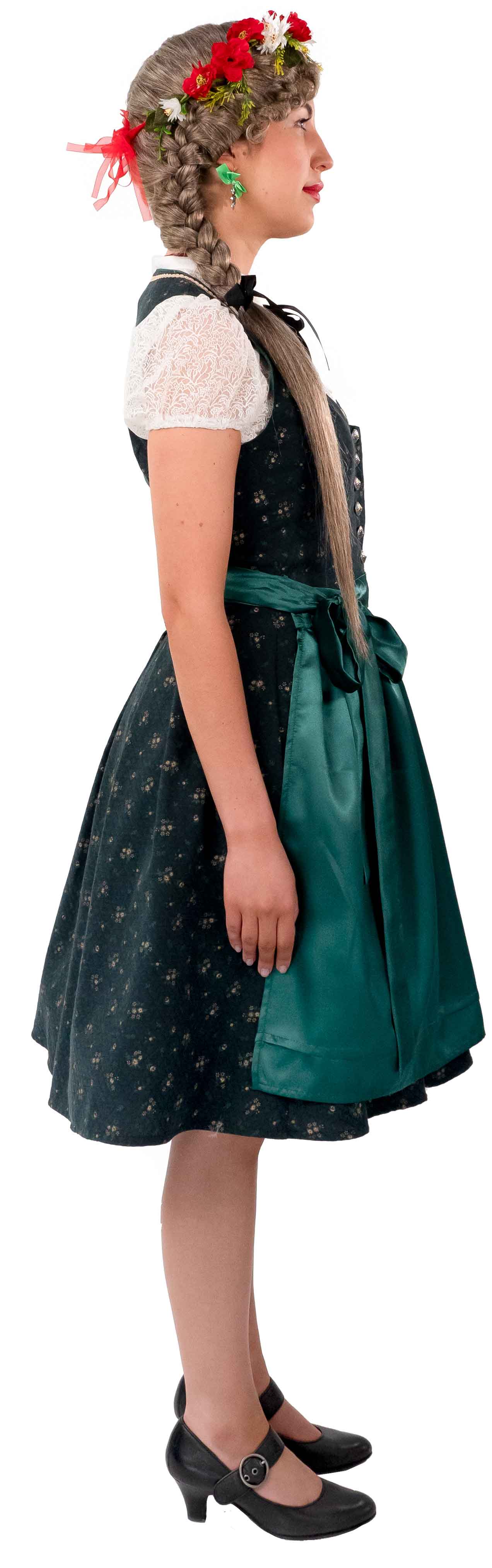 Midi dirndl with a green apron