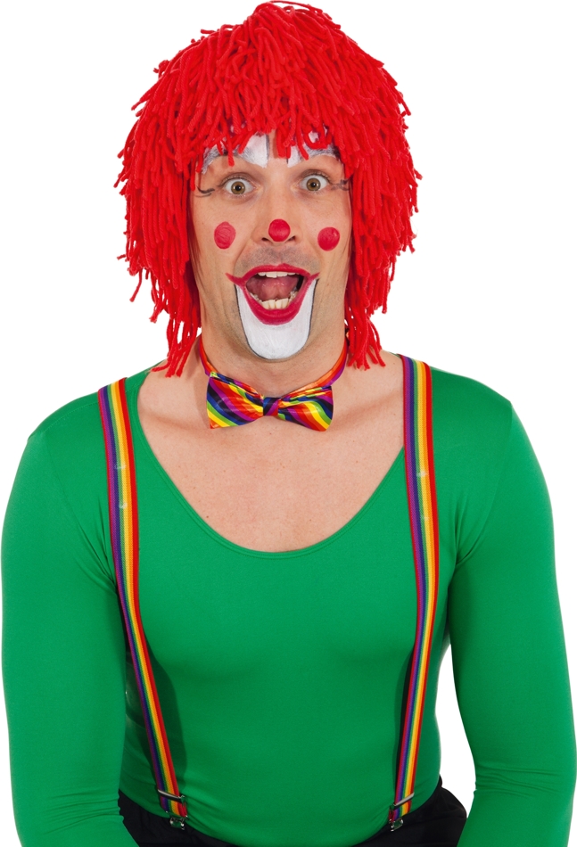 Perruque de clown laine, rouge 