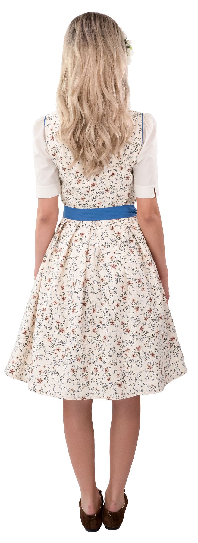 Dirndl midi, beige-blau