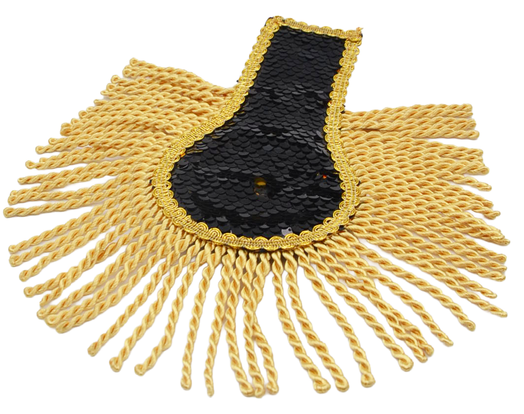 Sequin epaulettes, black/gold