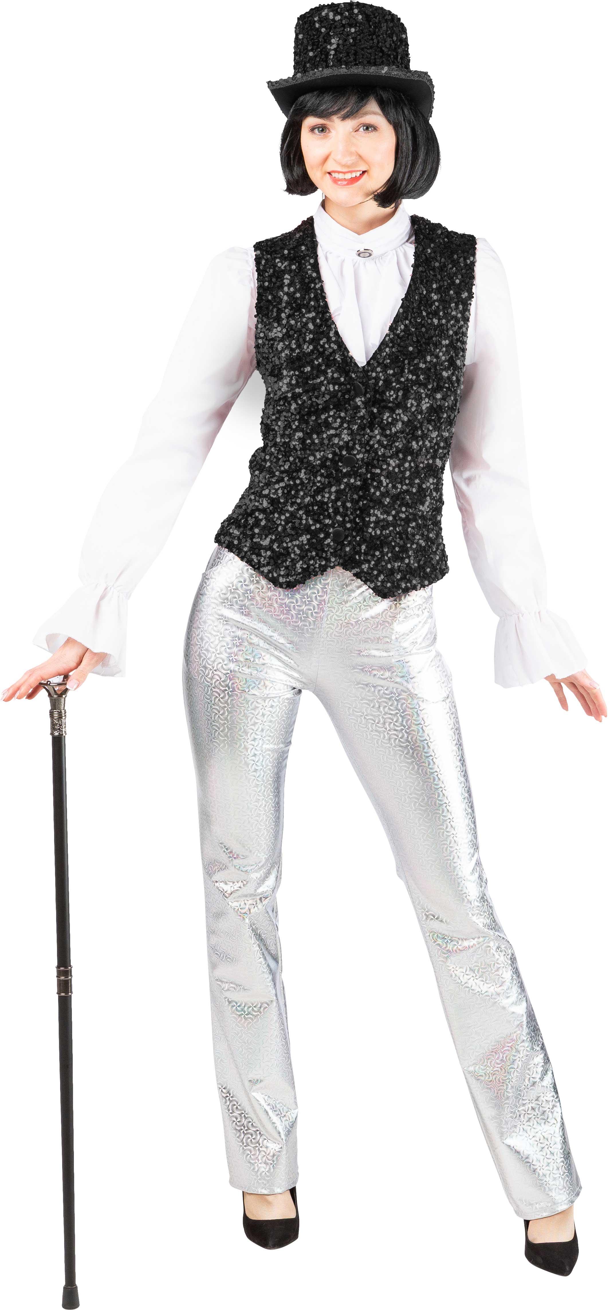 Gilet à paillettes pour femme, noir