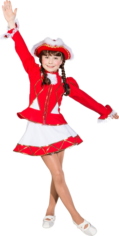 Sparkl costume, red-white with gold trim