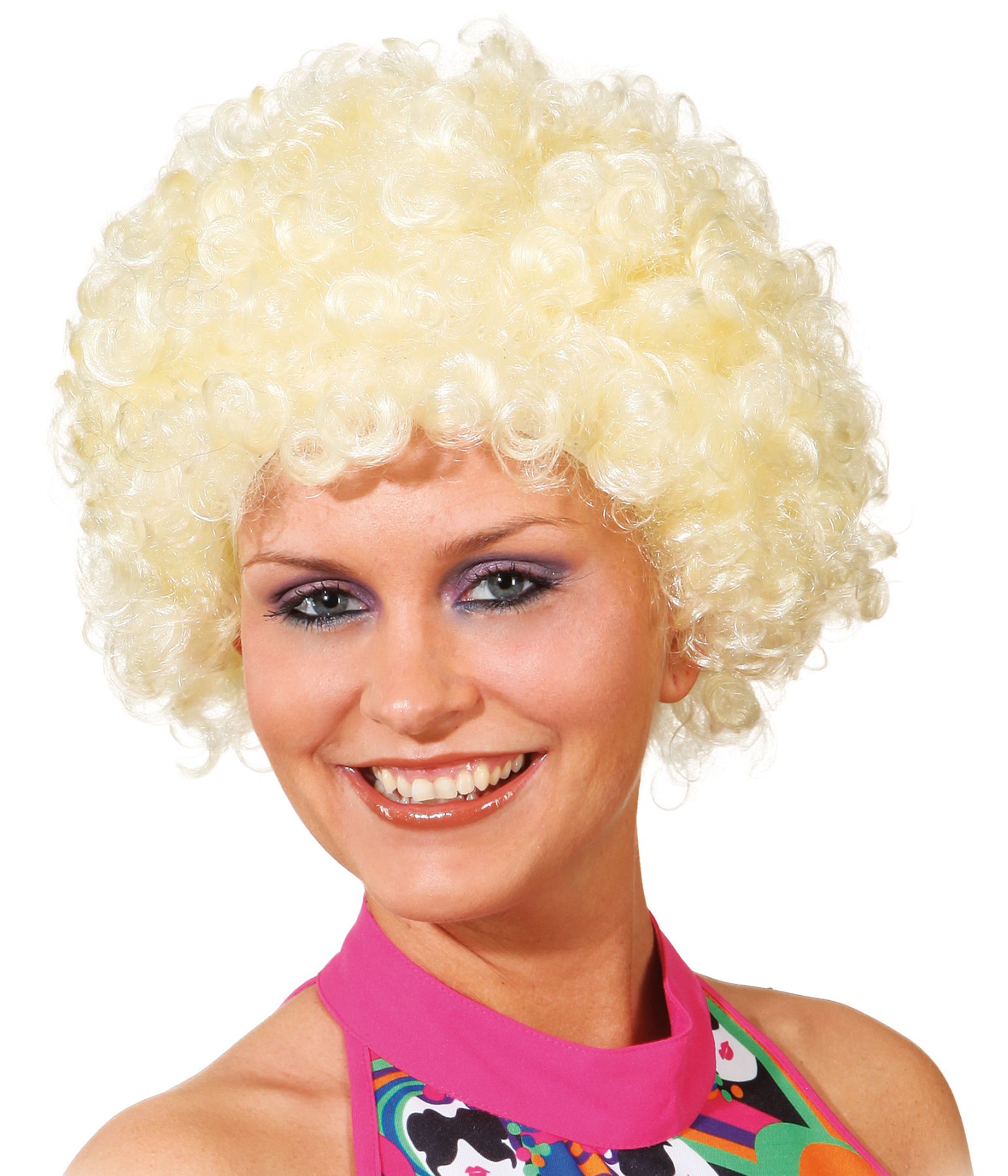 Perruque petites boucles, blonde