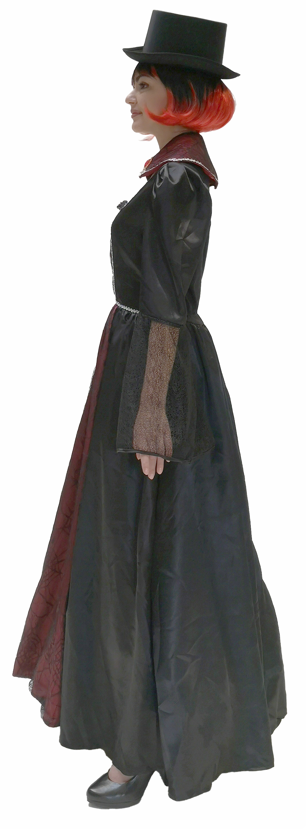 Vampirkleid schwarz-weinrot 