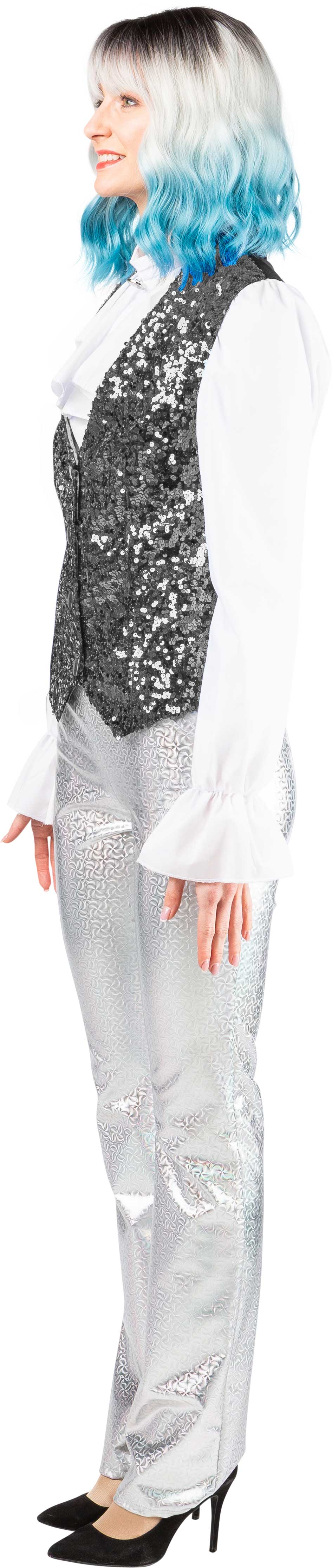 Women's sequinned waistcoat, silver