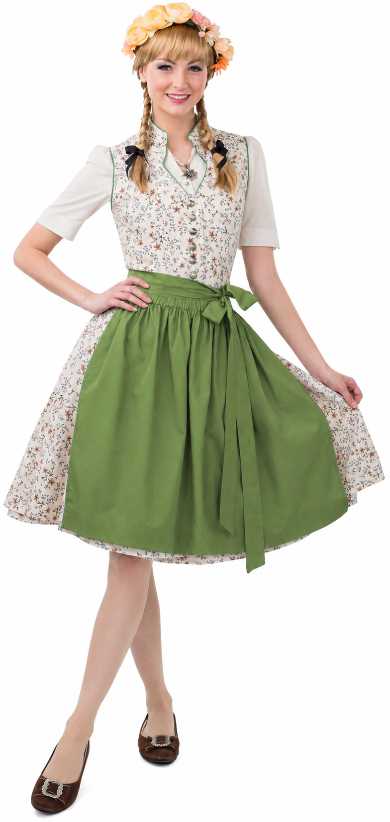 Costume tyrolienne midi, beige/vert
