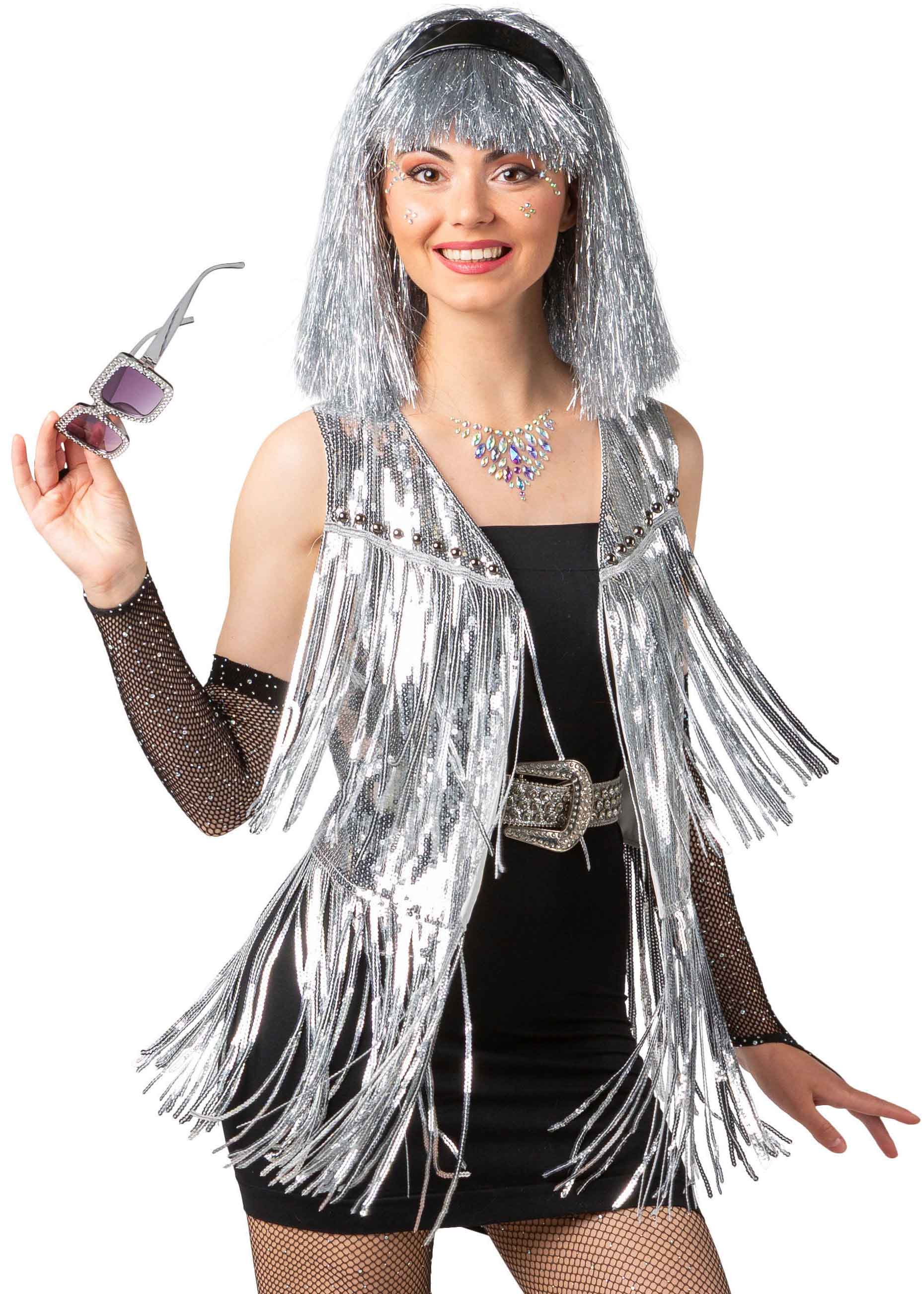 Paillettenweste, silber