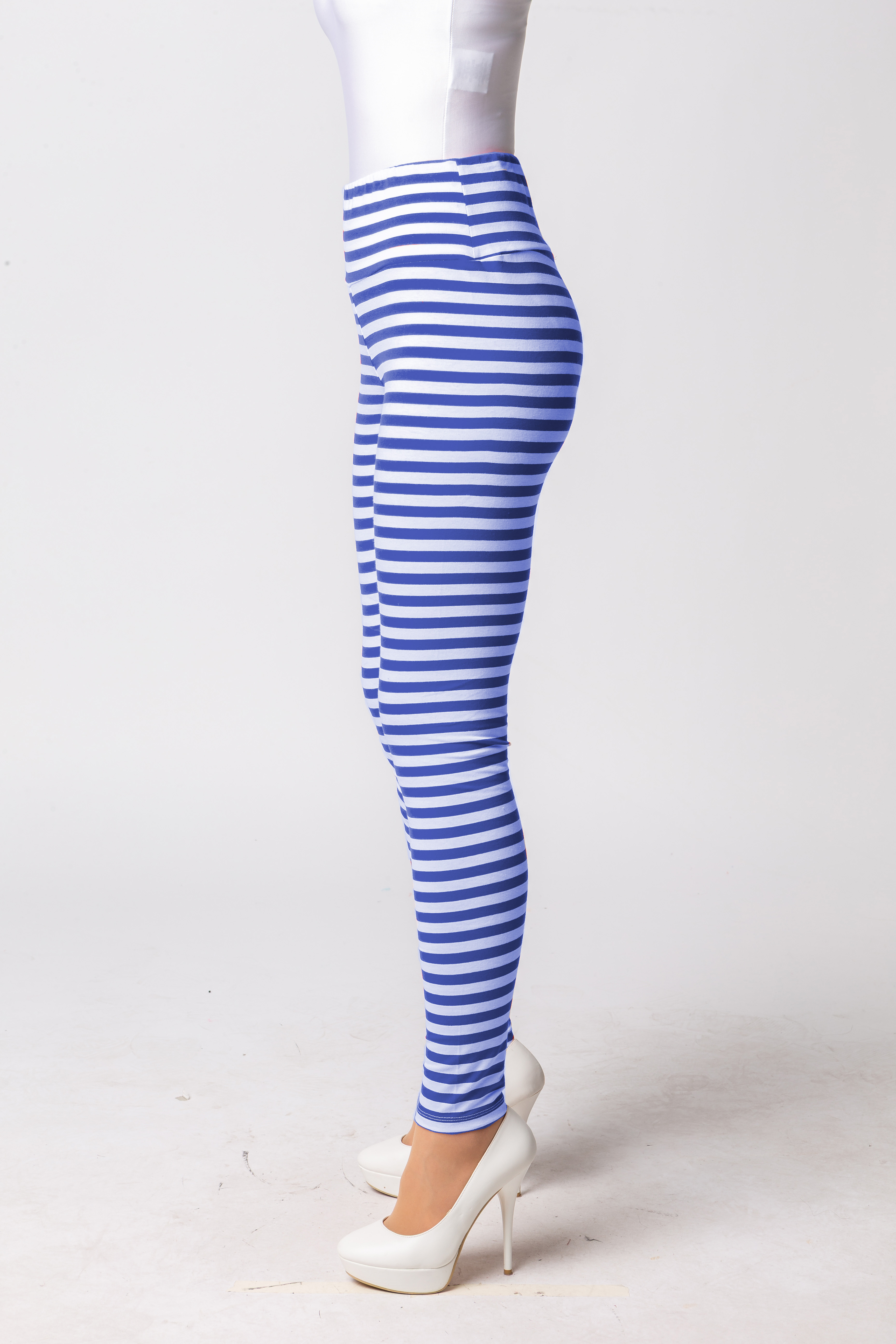 Leggings striped, blue/white