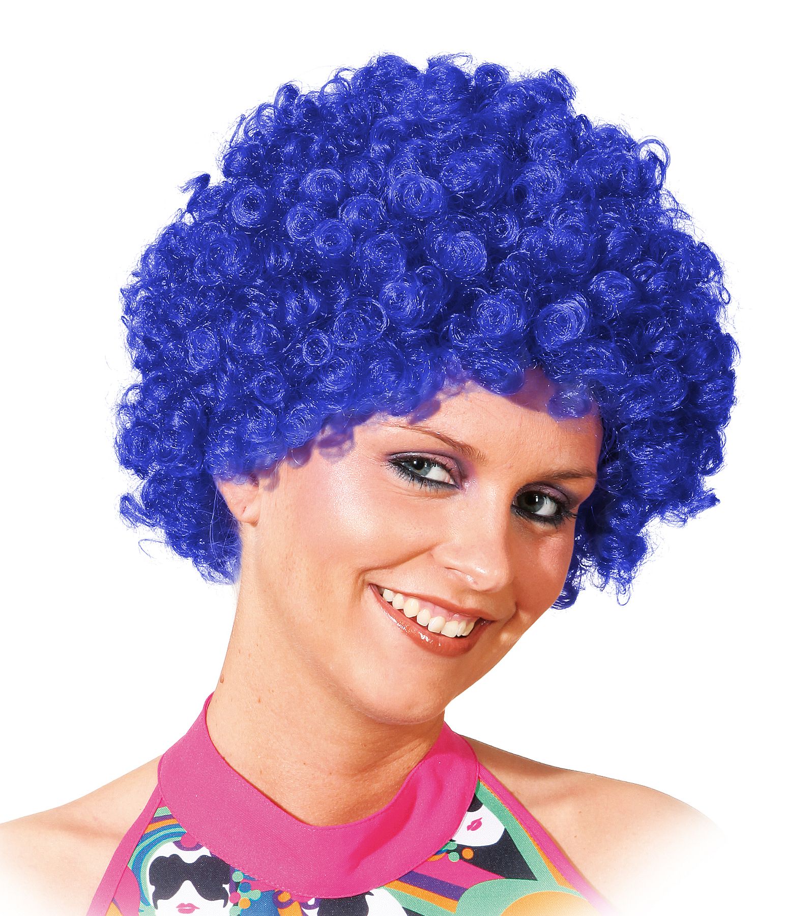 Small curl wig, blue