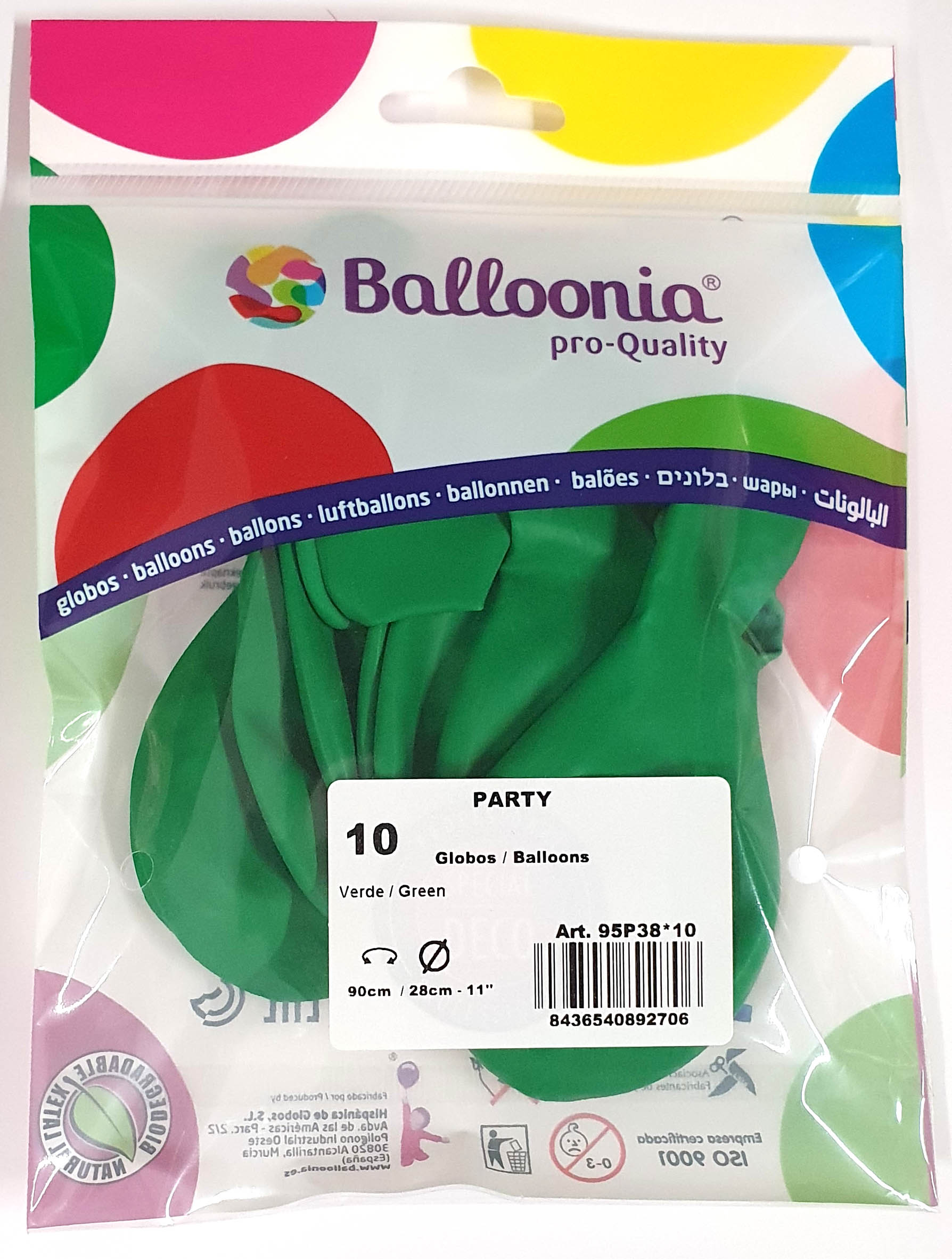Ballon en latex carnaval 10 pièces, vert
