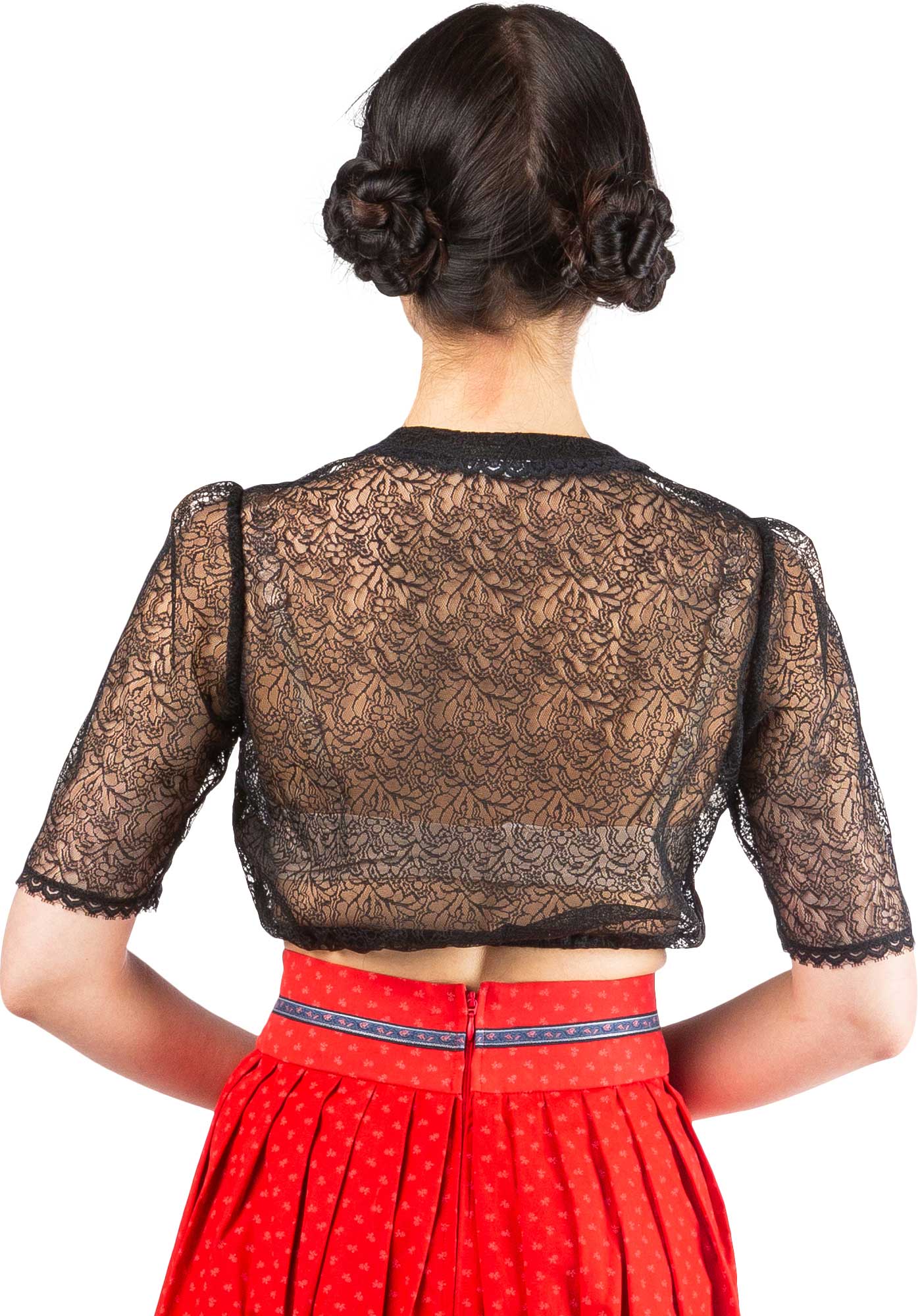 Dirndlbluse schwarz aus Spitzenstoff