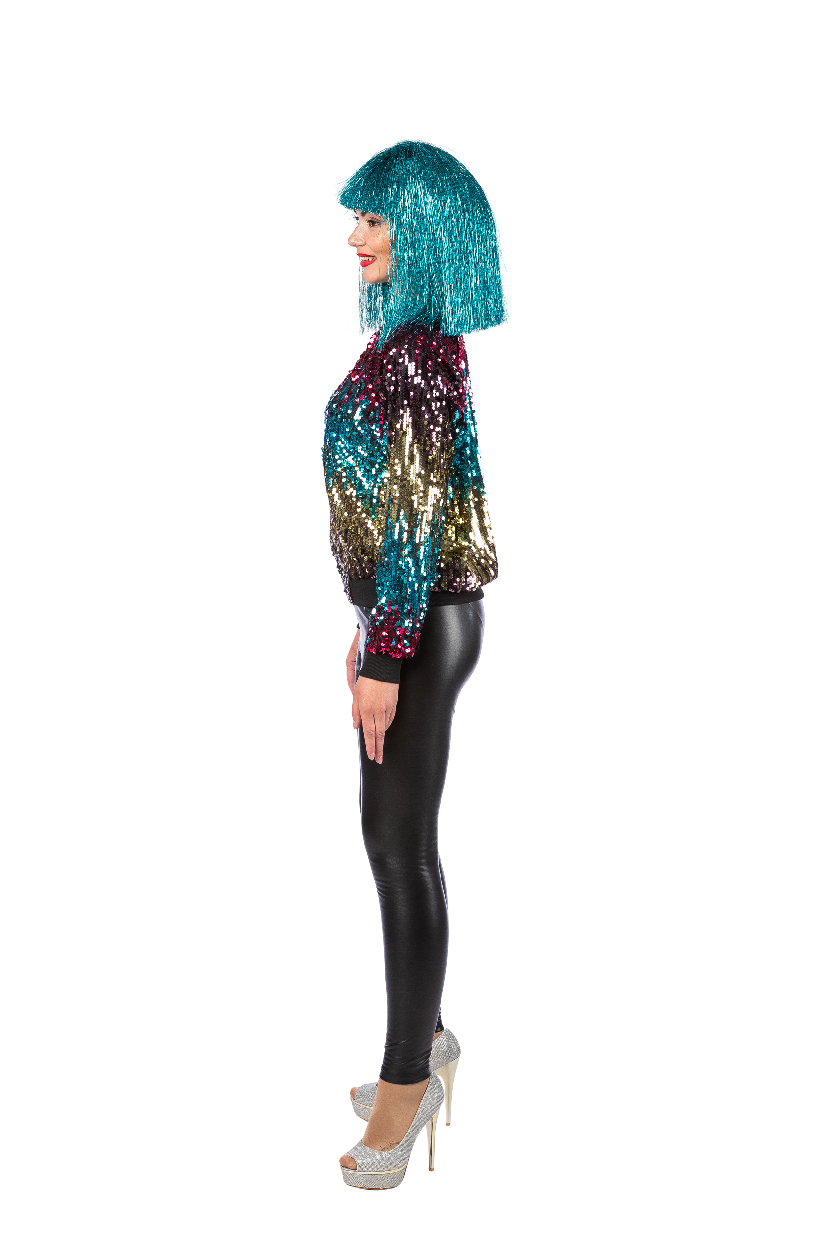 Paillettenjacke Disco Regenbogen 38/40