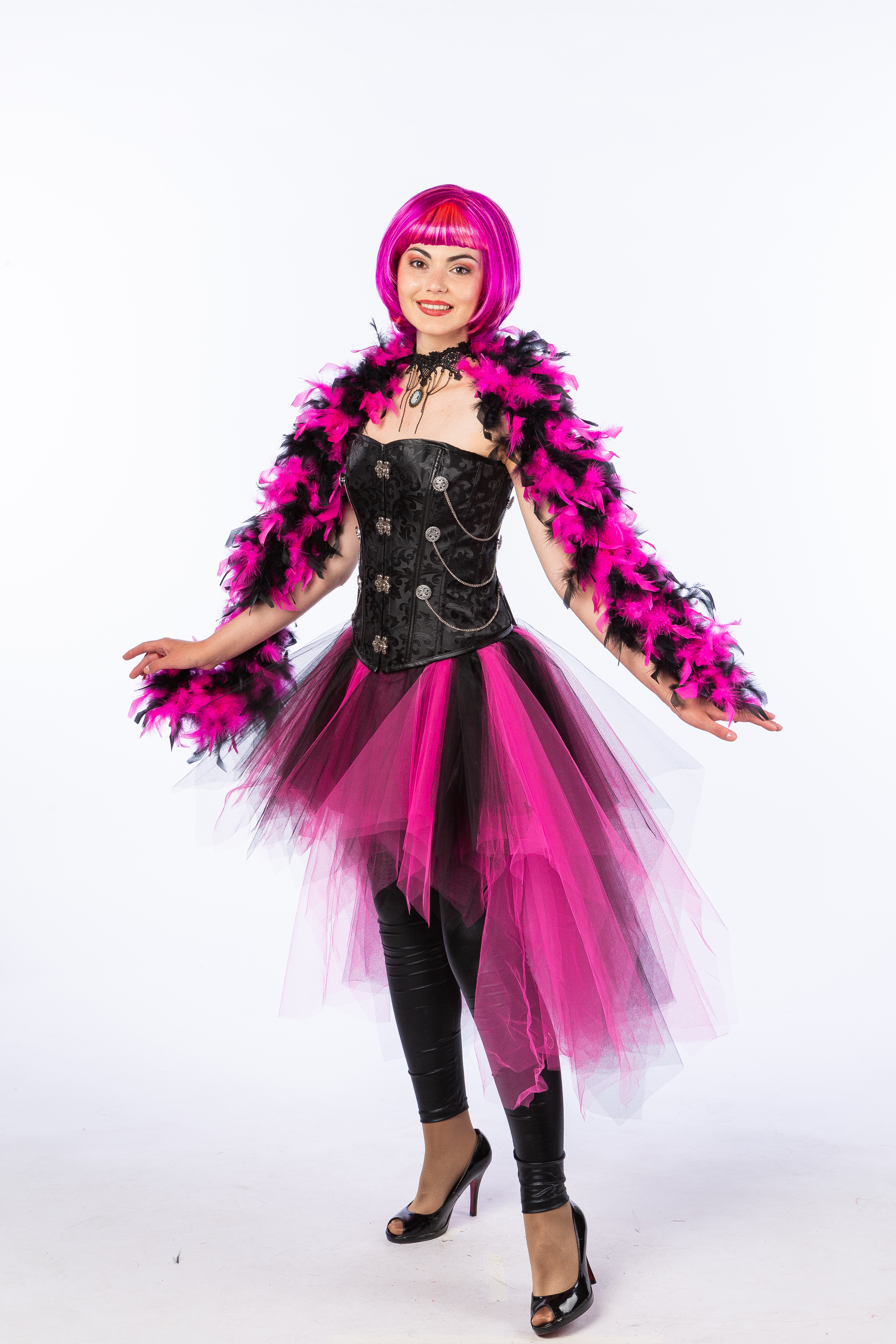 tutu vokuhila, fuchsia/black