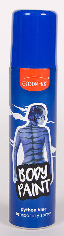 spray corporel coloré, bleu