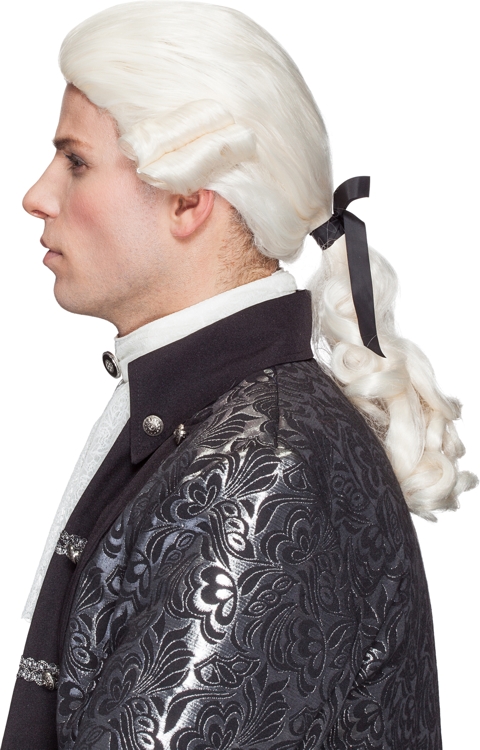 Perruque baroque pour hommes à tresses, blanc