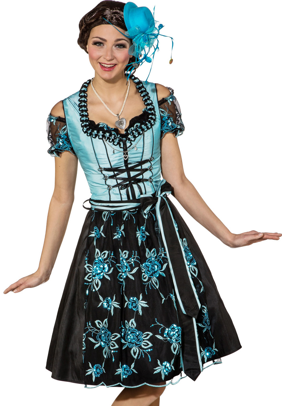 Dirndl turquoise and black