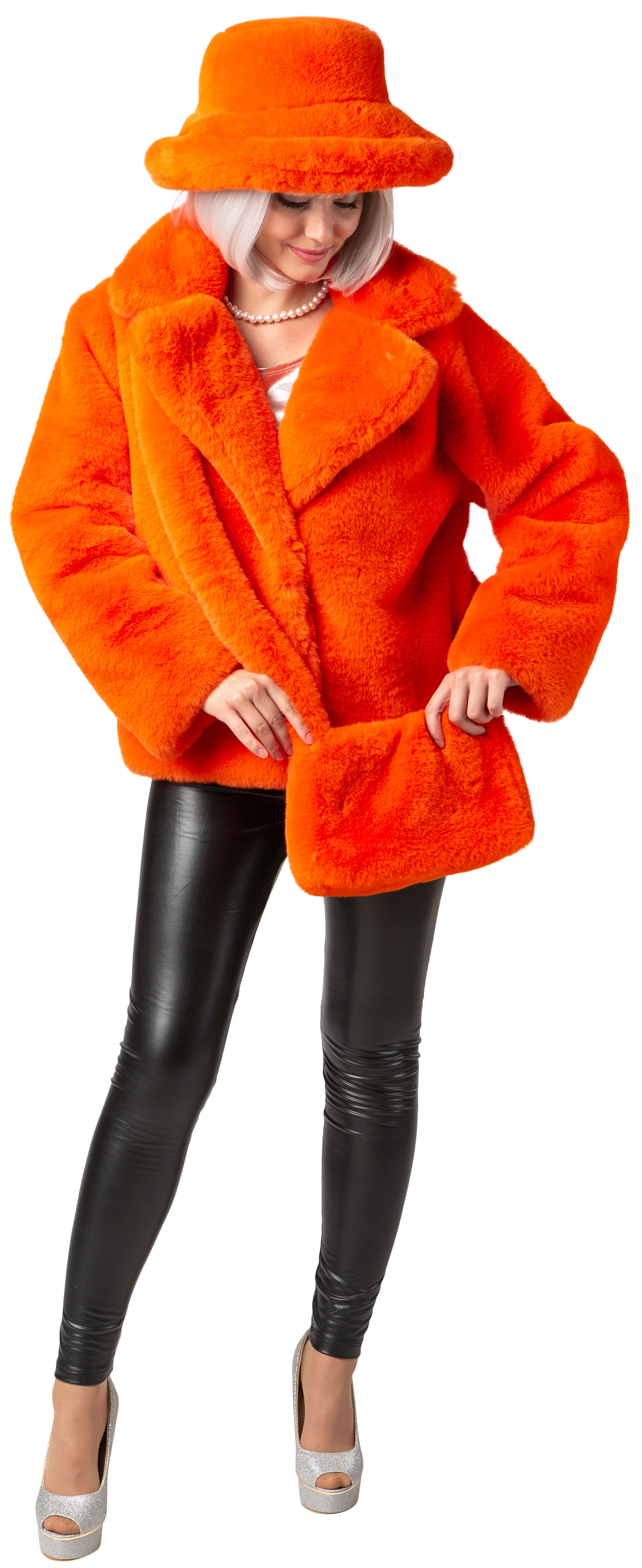 Plüschjacke, orange