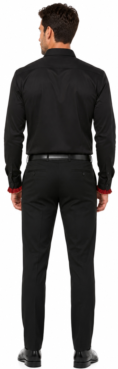 Chemise à volants, rouge-noir