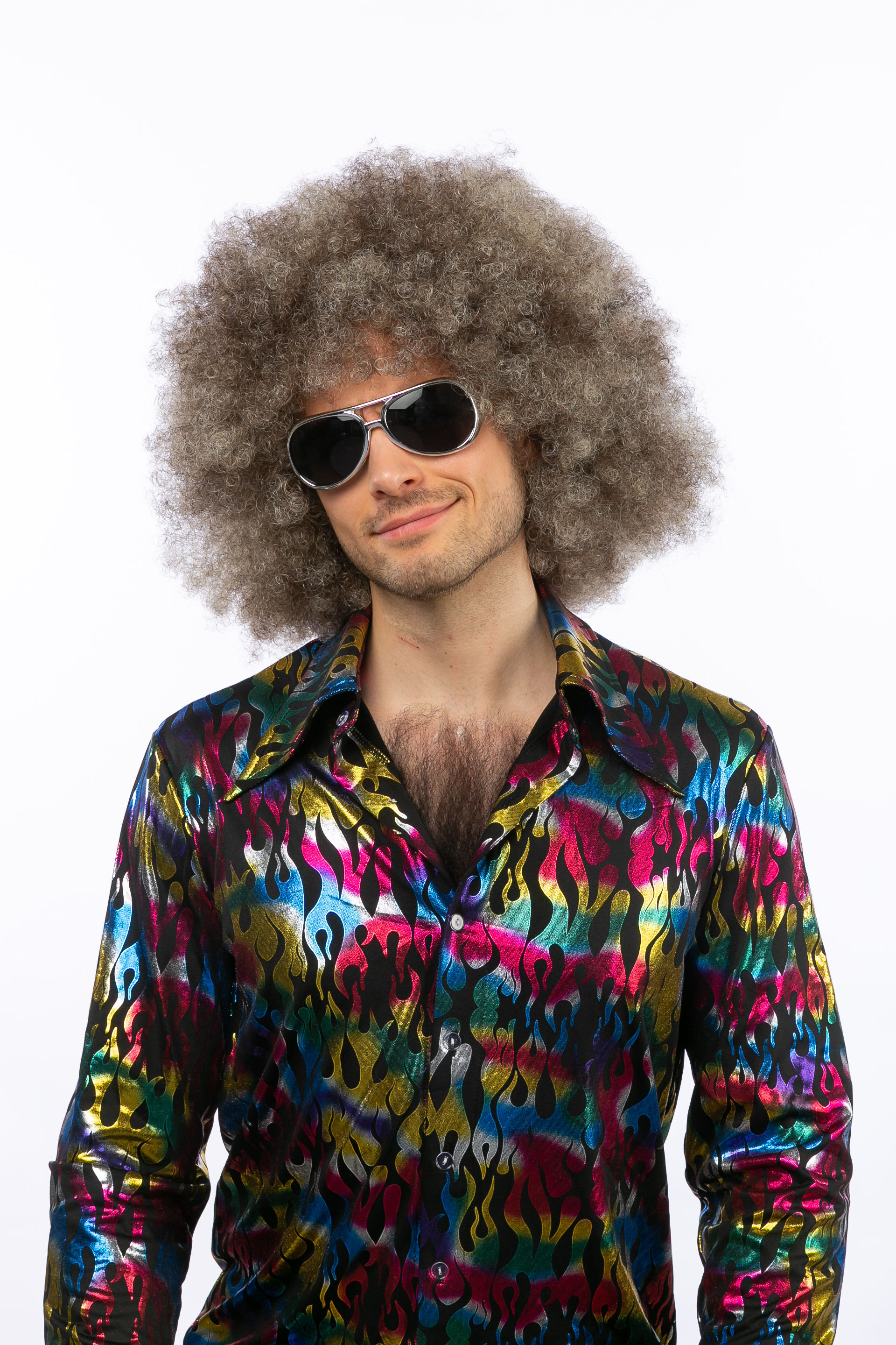 Perücke Afro, braun-blond meliert