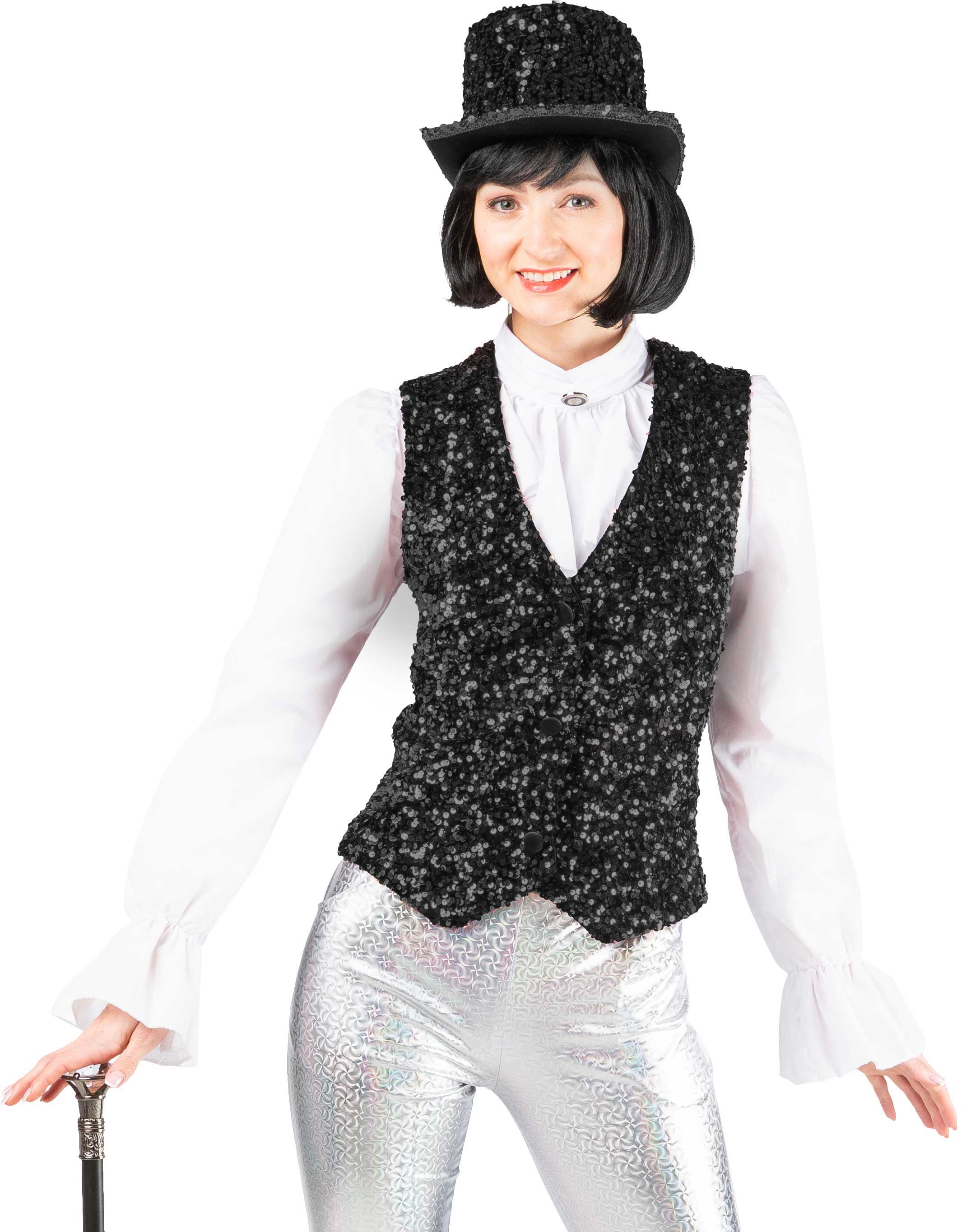Gilet à paillettes pour femme, noir