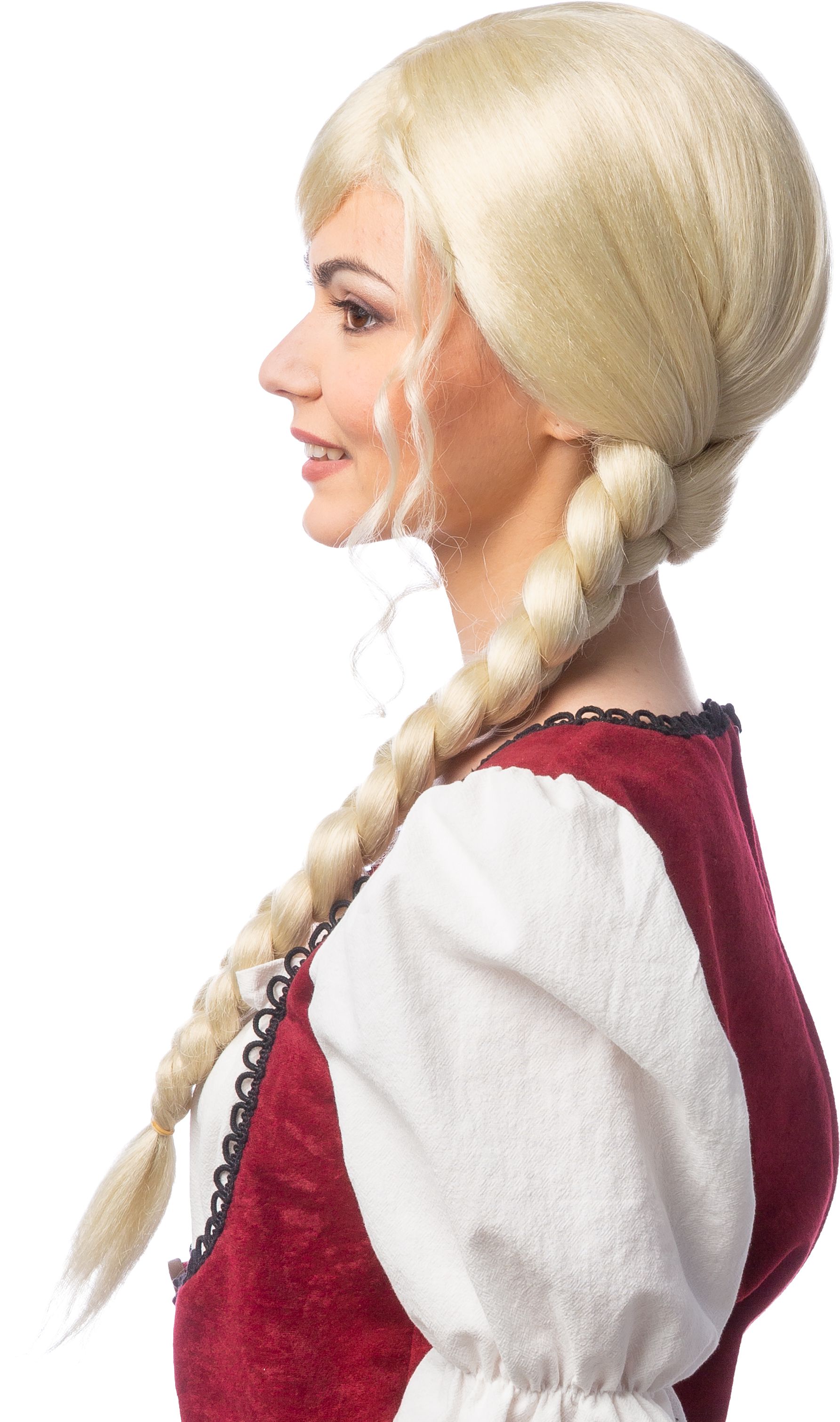Wig with long side braid, blond
