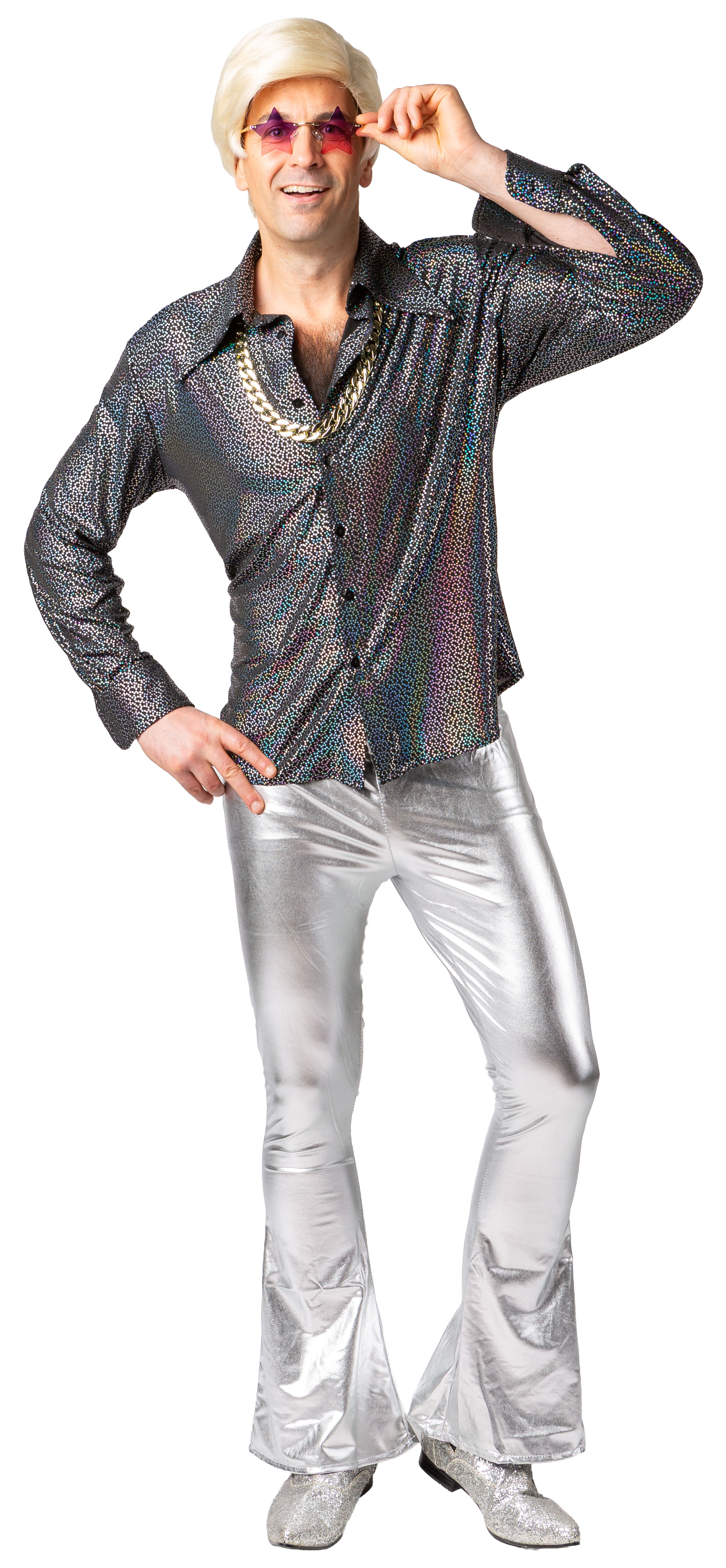 Chemise avec impression scintillante, argent