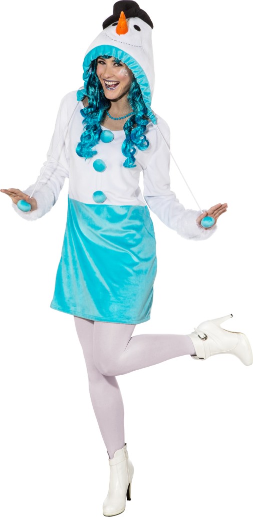 Dress snow woman, white-turquoise