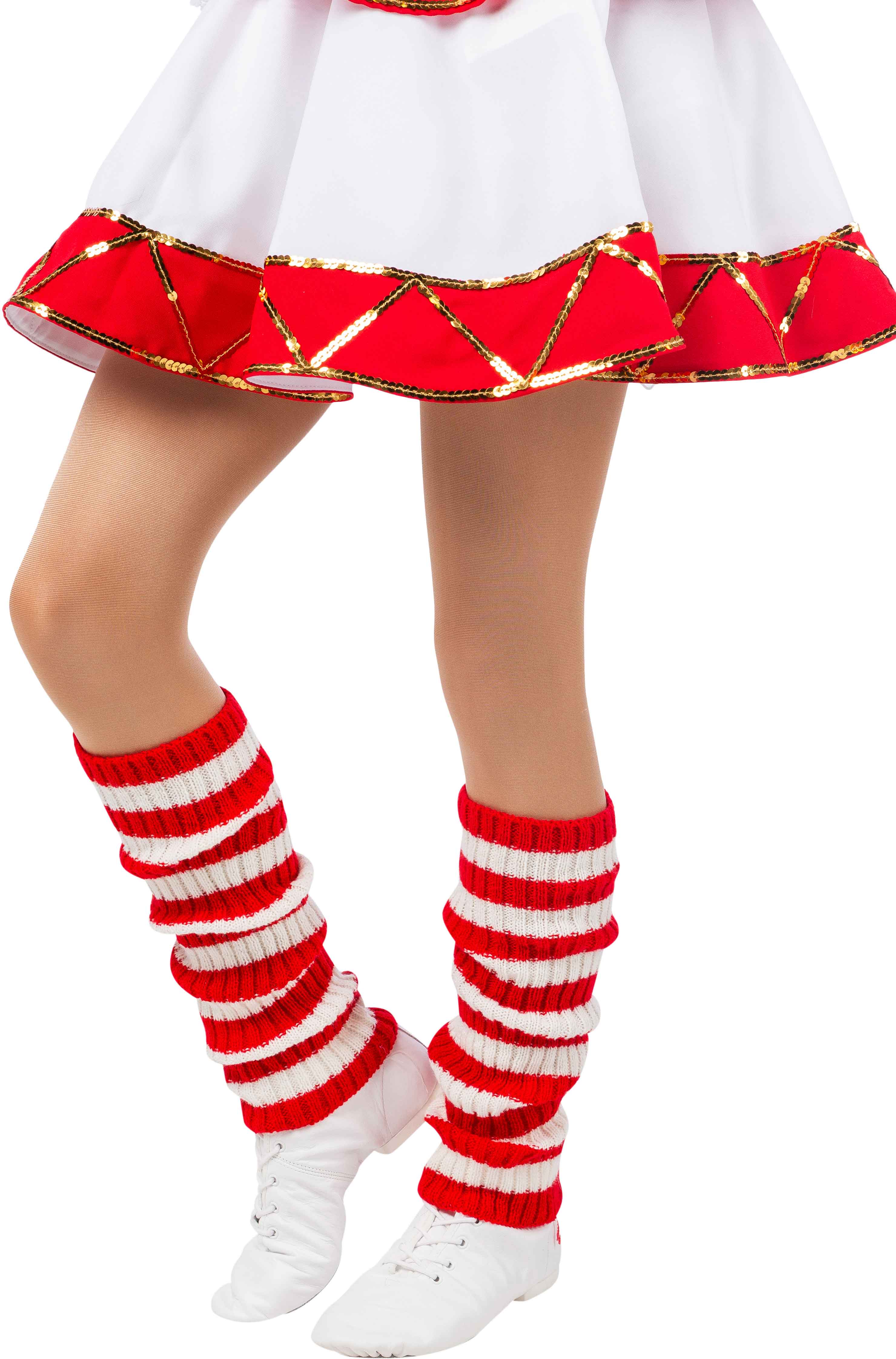 Beinstulpen, Strick, 40cm, rot-weiß