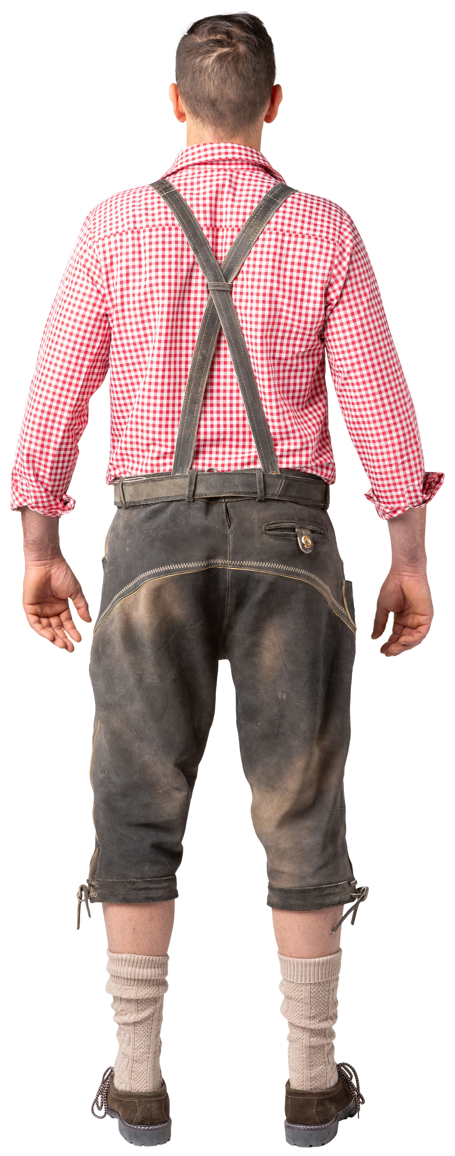 Knee breeches cowhide leather, stone gray