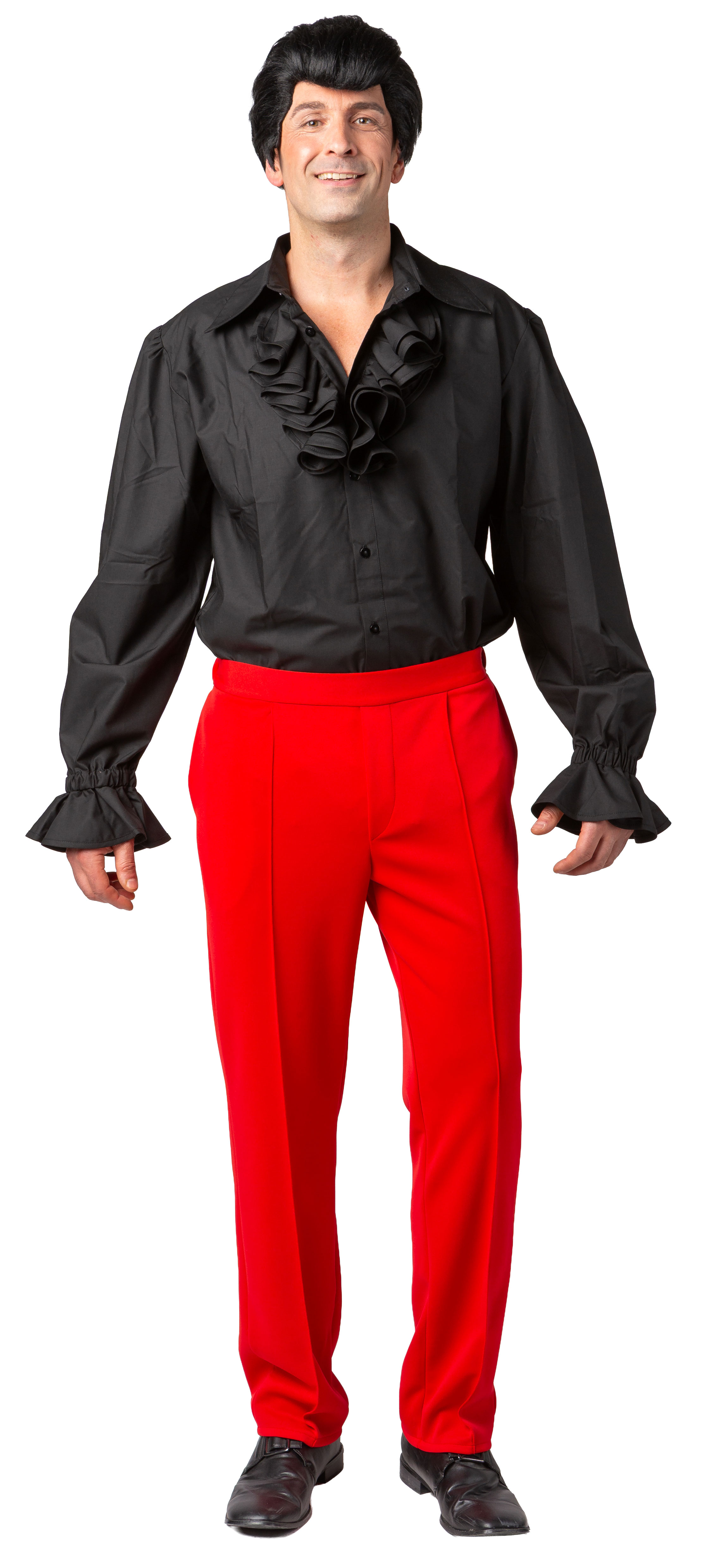 Chemise à volants courts, noire