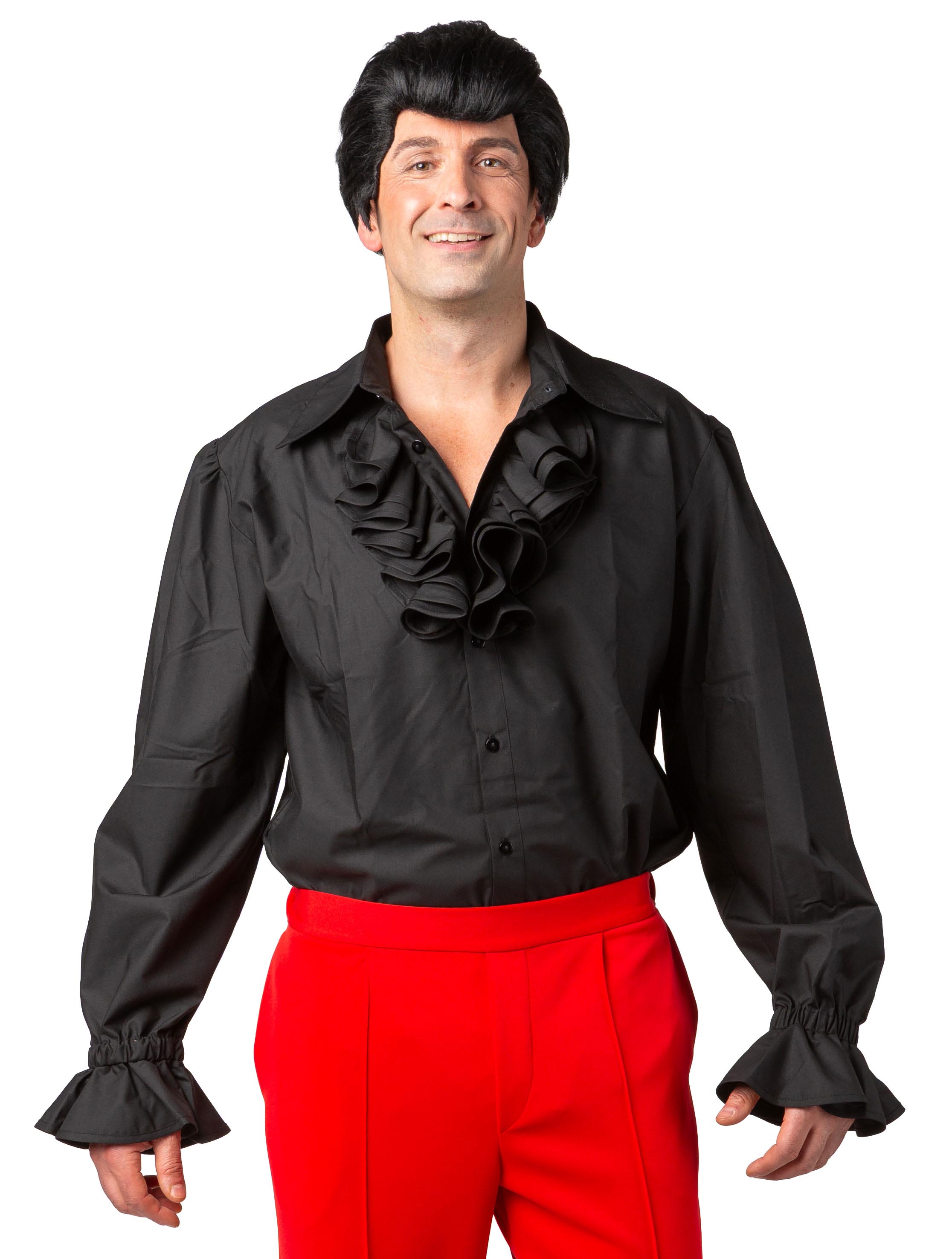 Chemise à volants courts, noire