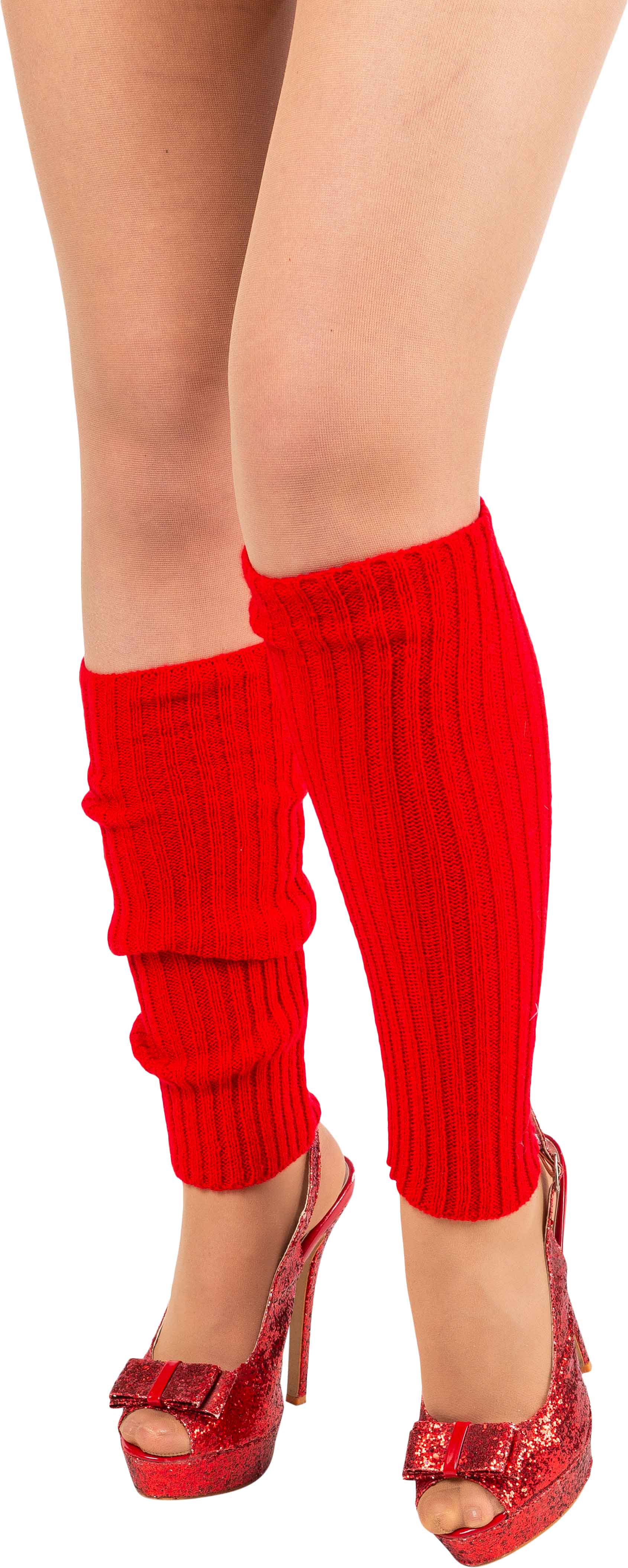 Leg warmers, knitted, 40cm, red