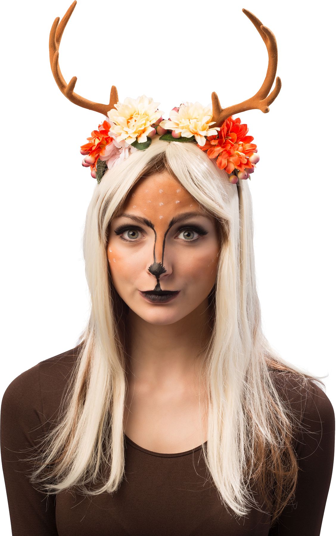 Antlers headband with colored flowers 