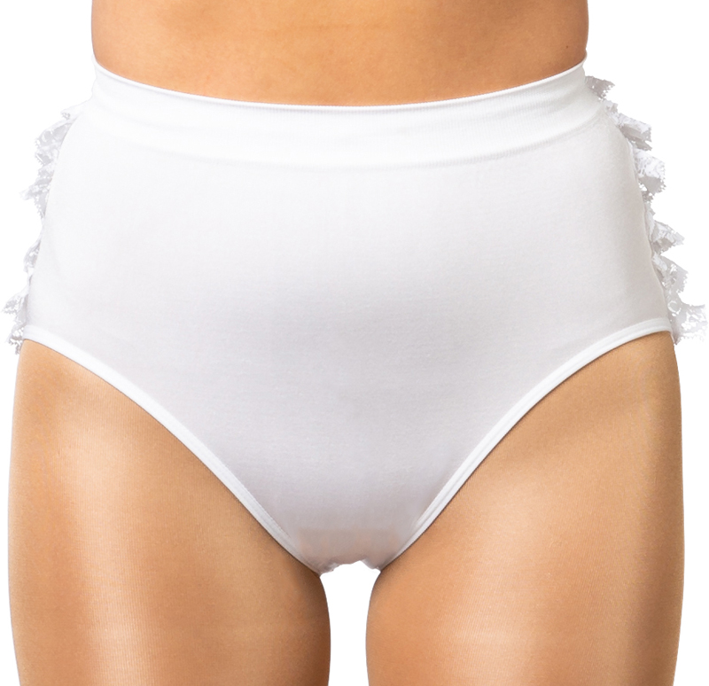 Tanzslip mit rückseiten Rüschen, weiß