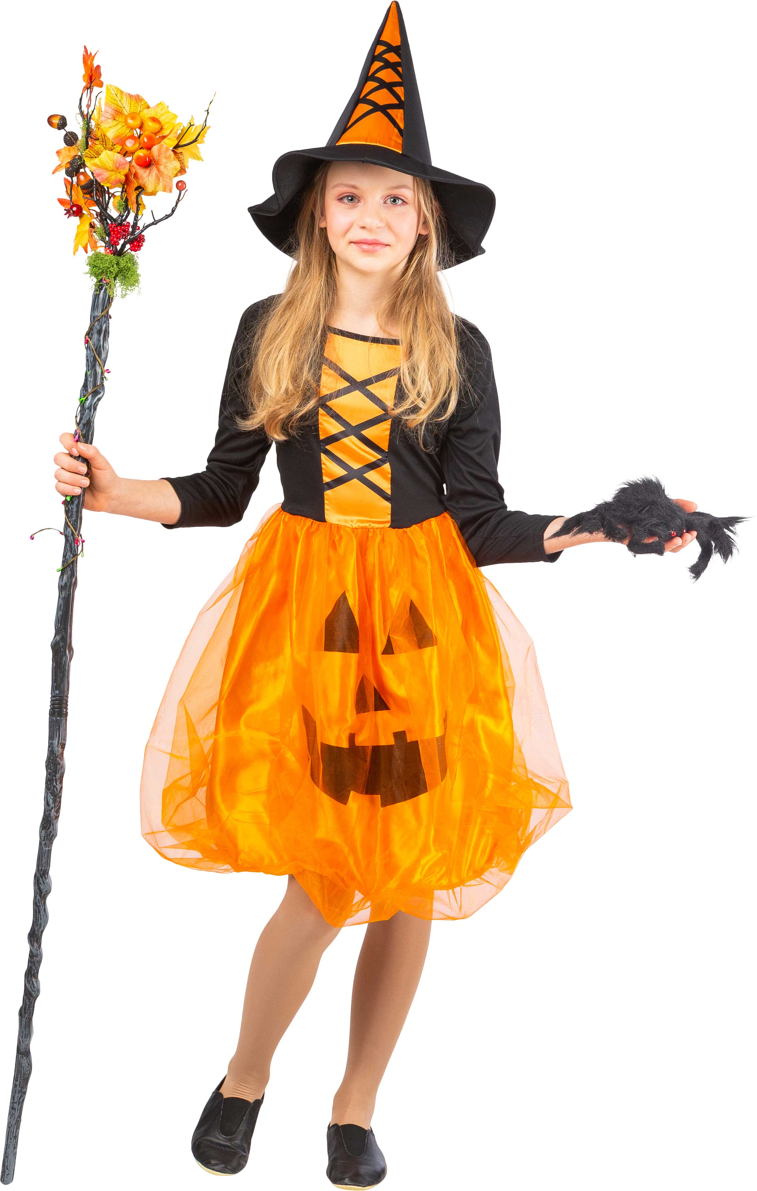 Children costume pumpkin witch