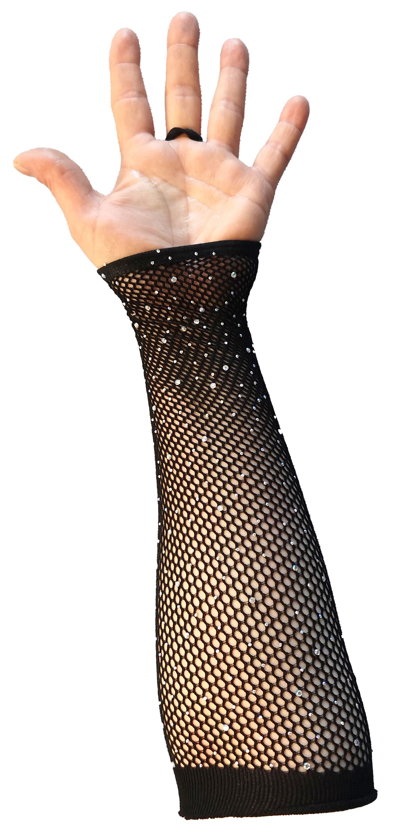 Netzhandschuhe Strass, Schwarz