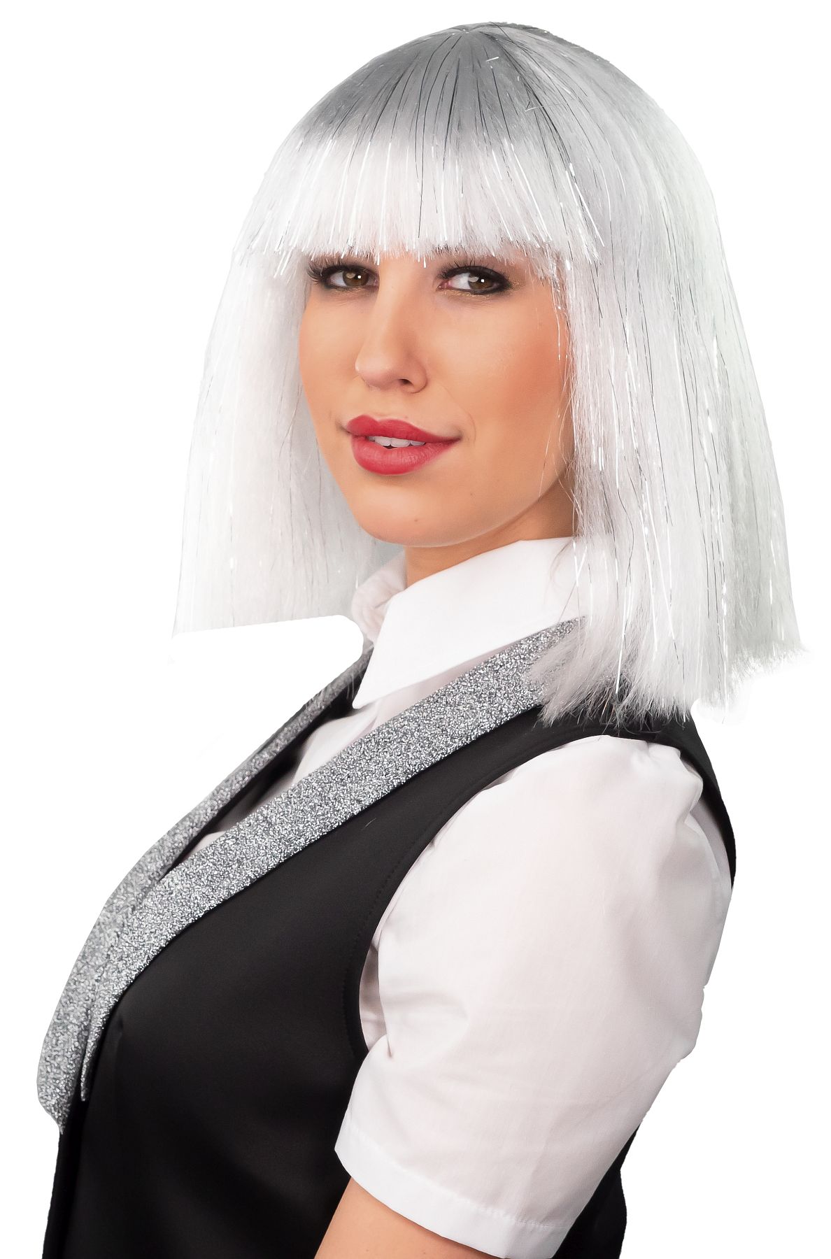 Laser wig, white-silver