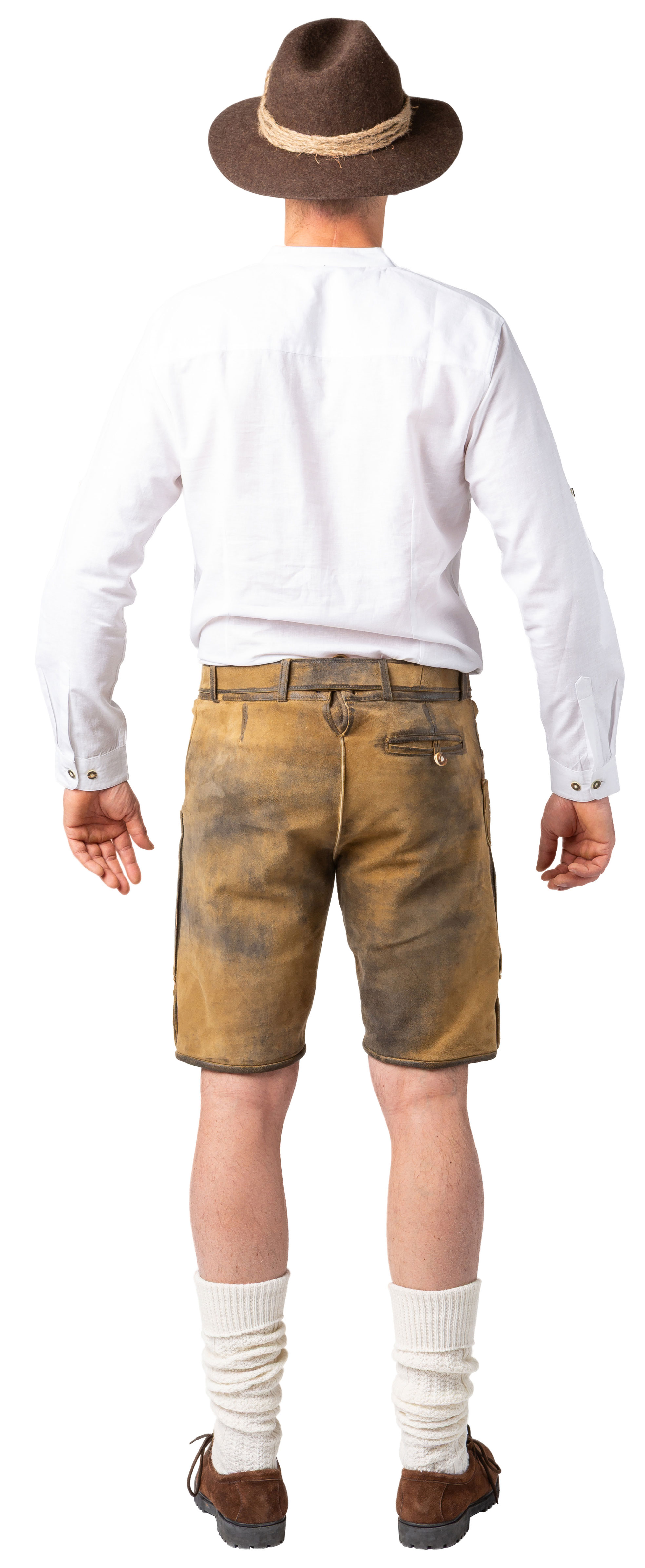 Leather trousers short, beige antique