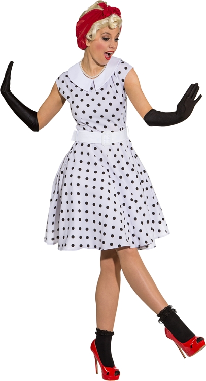 Rock'n roll Girl white, black dotted