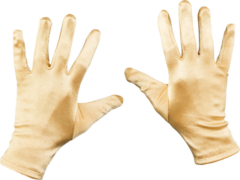Satin gloves short, gold 