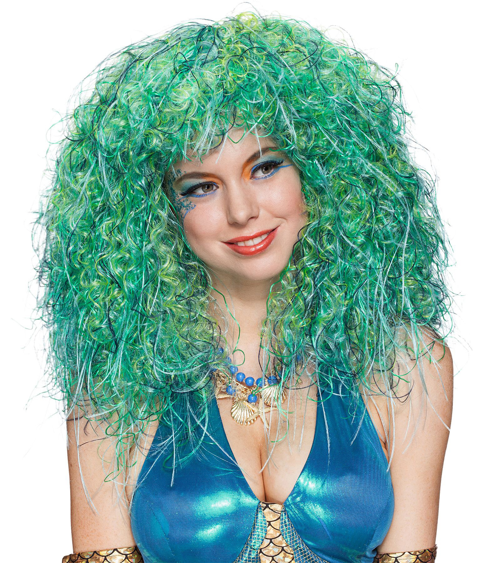 Mermaid, blue-green mottled wig