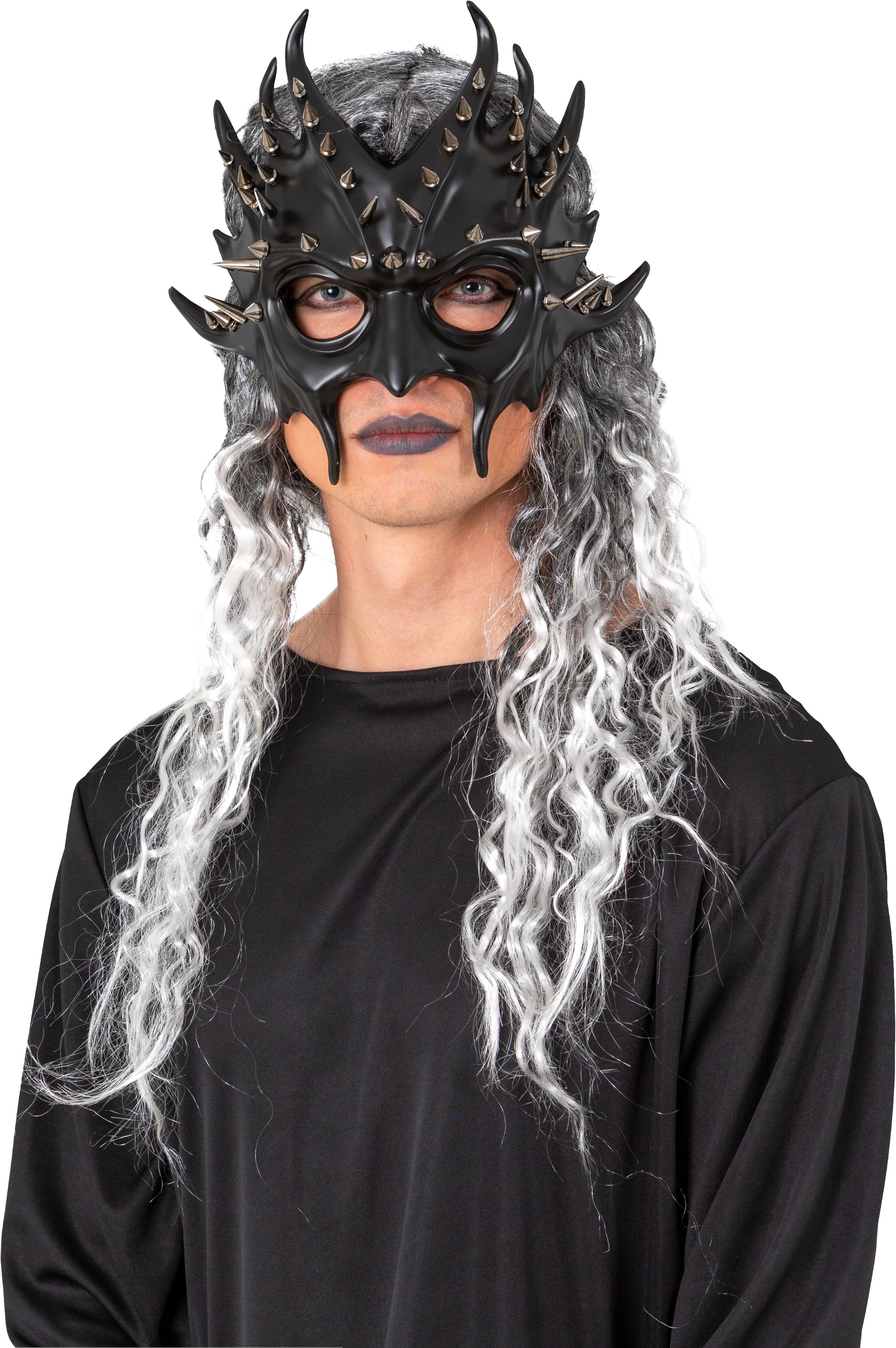 Halbmaske schwarz mit Nieten