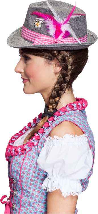 Chapeau bavarois traditionnel, gris-rose 