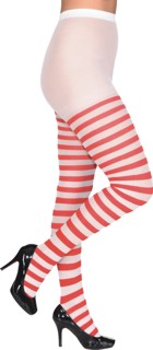 Striped tights, red/white
