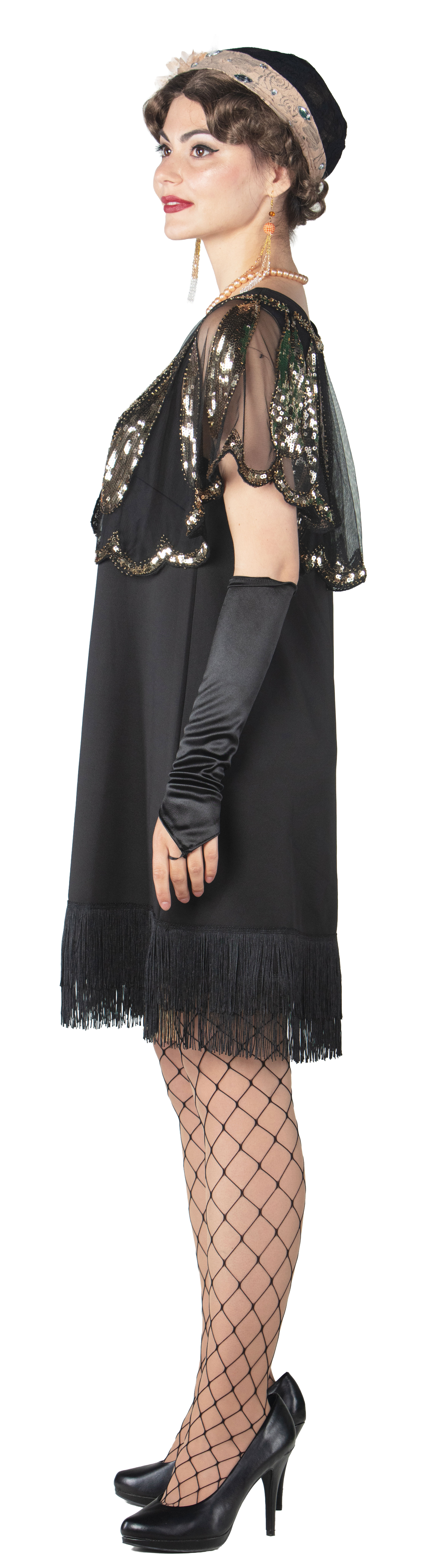 Robe des années 20, noire à franges