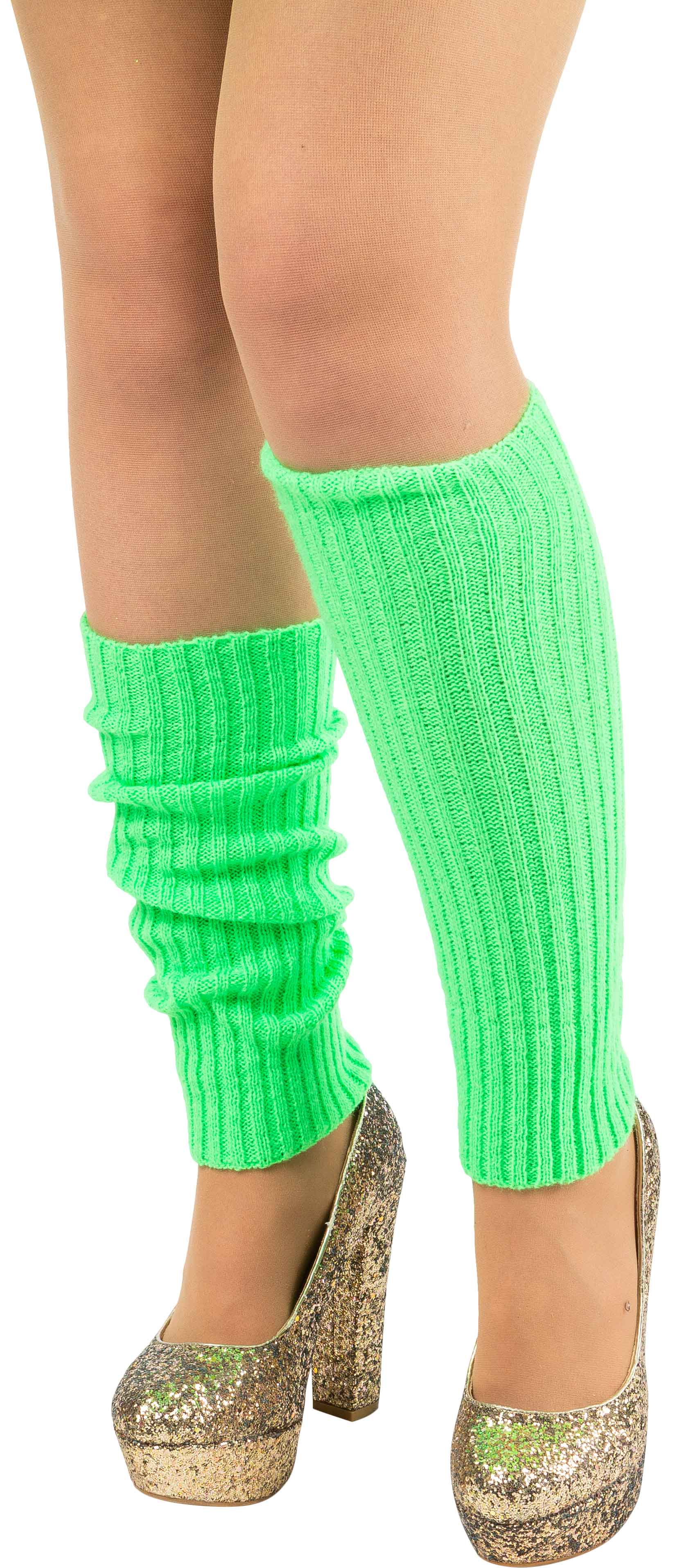 Leg warmers, knitted, 40cm, neon green