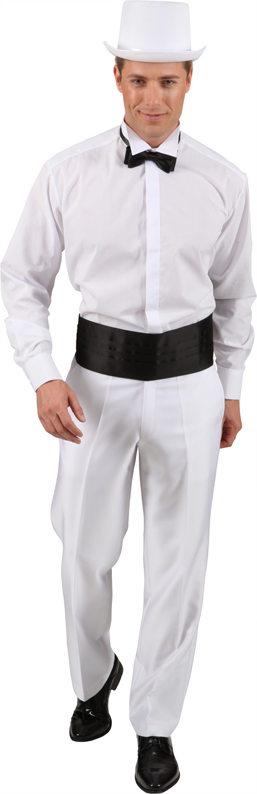 Tailcoat shirt with standing collar, white