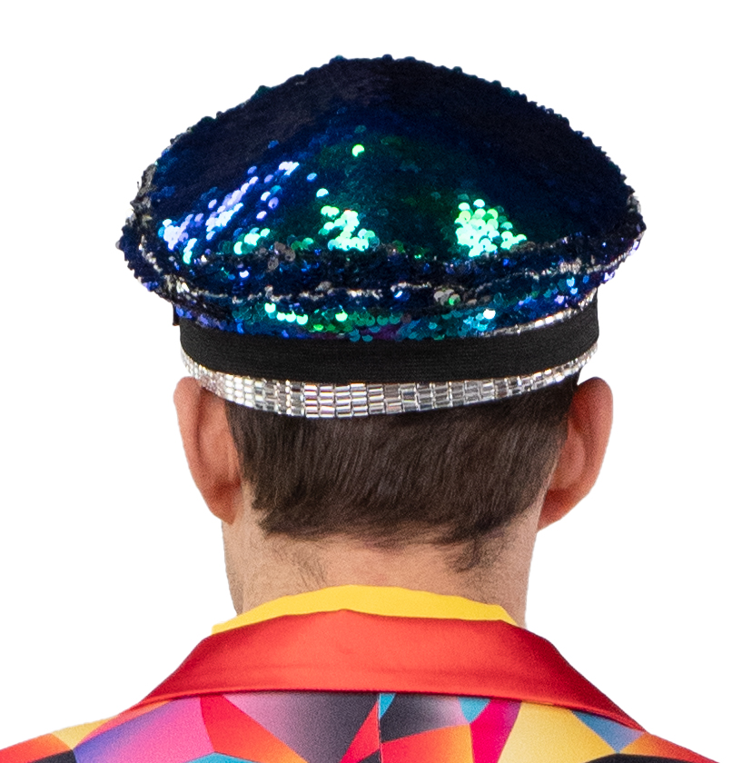 Chapeau pailletté, bleu / vert