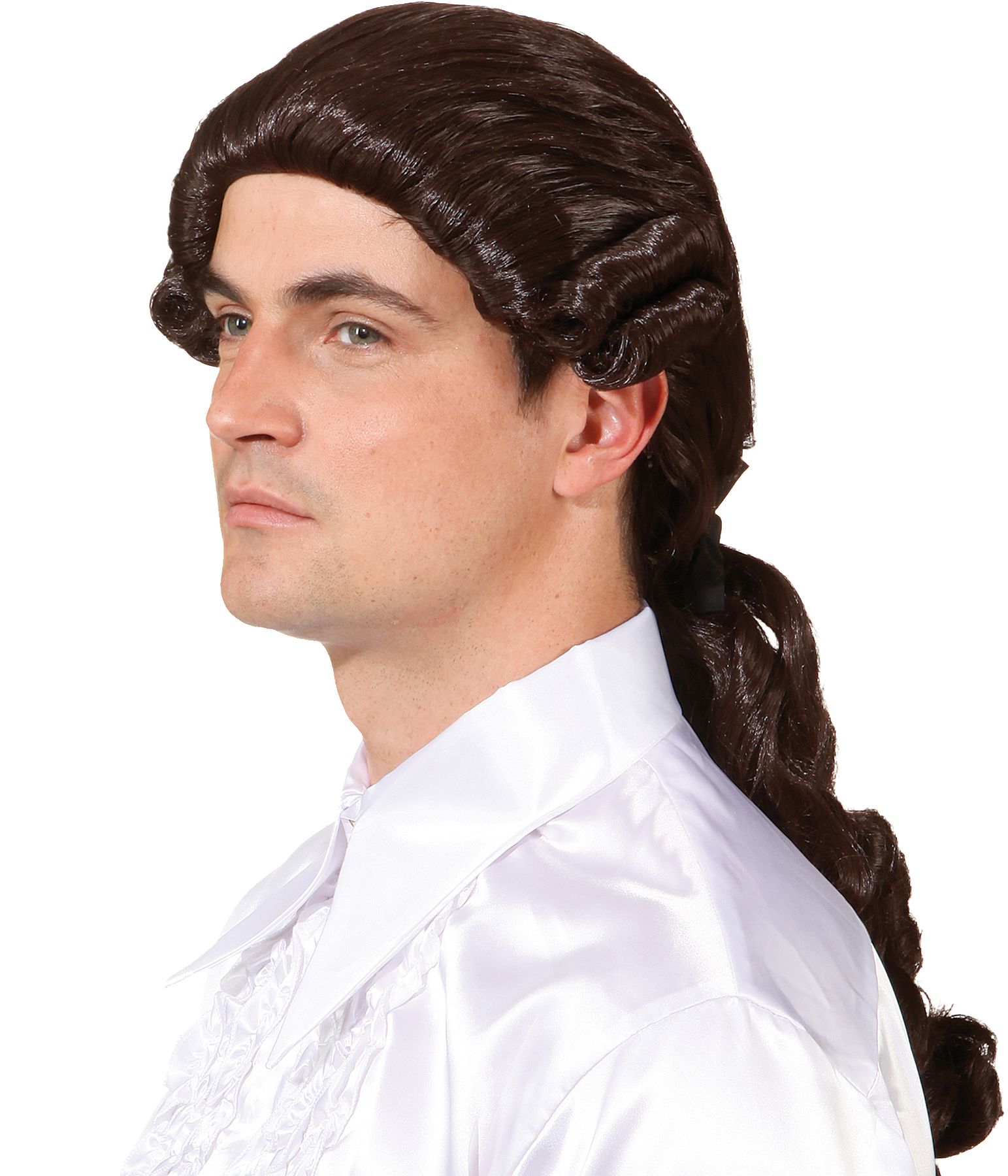 Braided historical men's wig, brown 