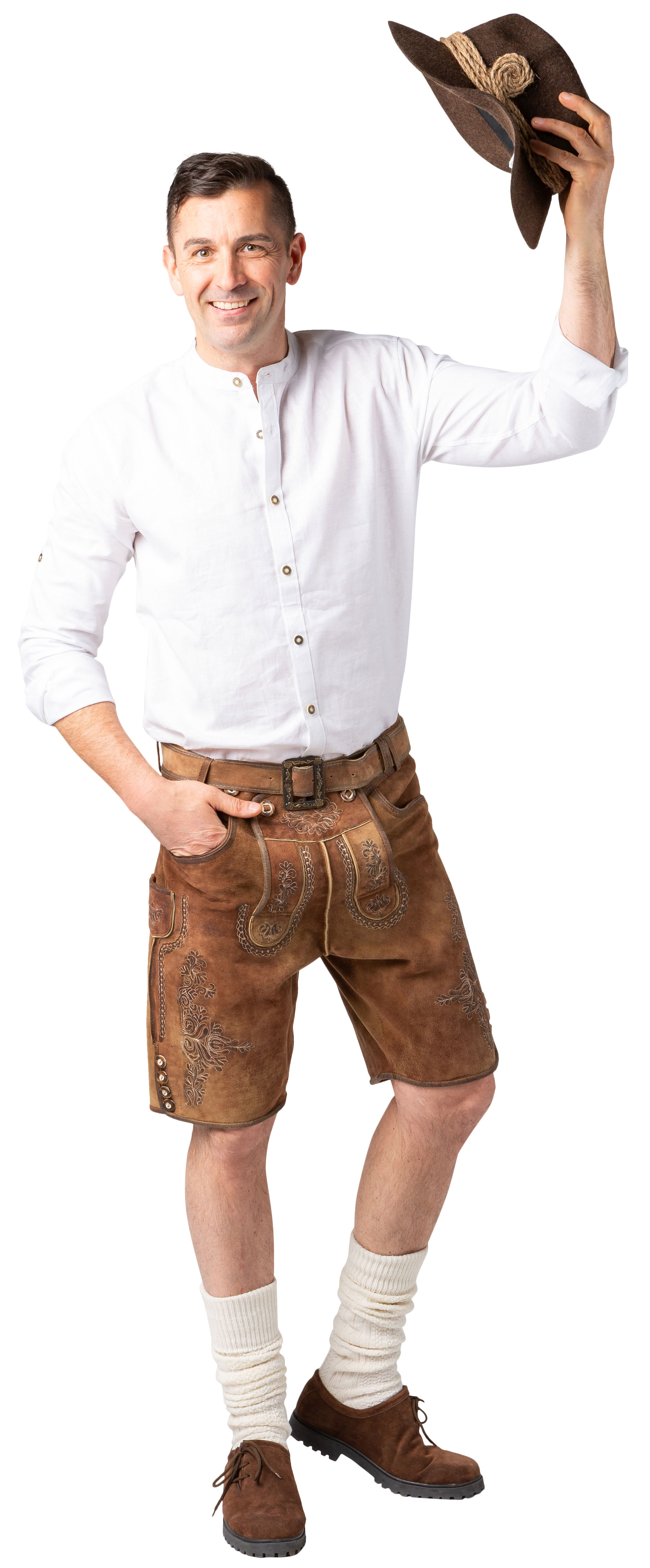 Leather trousers, short rust